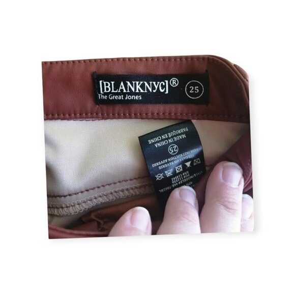 BlankNYC Cognac Faux Leather Skinny Pants High Rise Size Small NWT Trendy - Picture 6 of 10